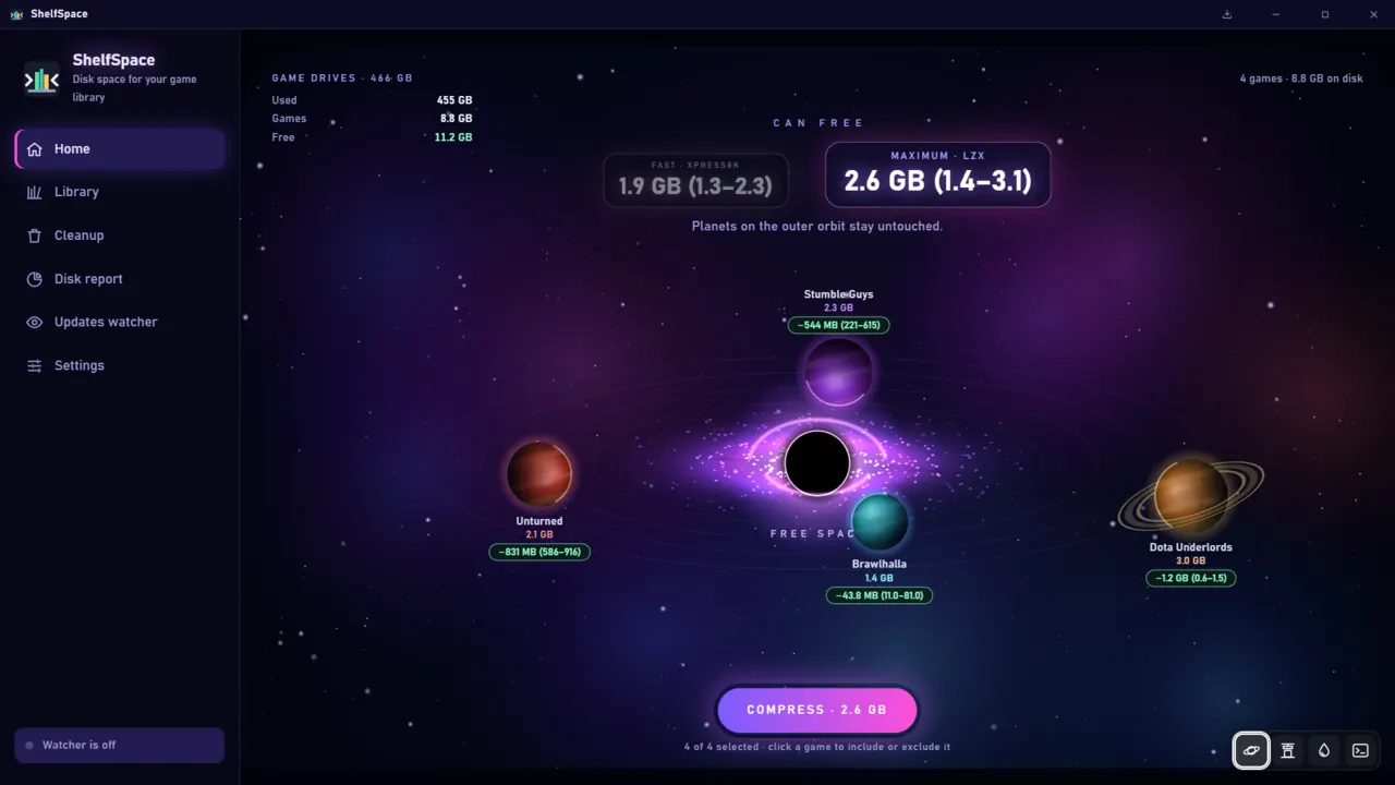 ShelfSpace in the Cosmos theme